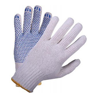 Перчатки х/б с ПВХ Протекто УНИВ 4-нити, (бел.основа, желтый