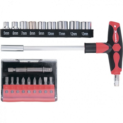 <11574> Отвертка с T-обр.ручкой набором бит и насадок 20шт/M