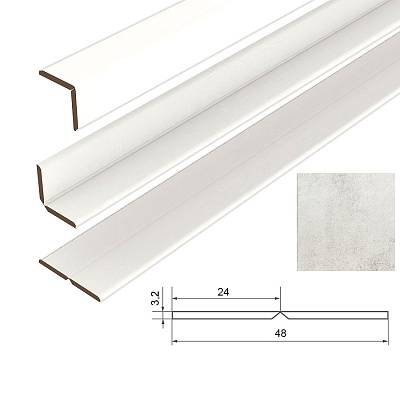 Уголок универсальный МДФ Бетон Белый 25х25х2620