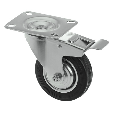 Колесо промышленное поворотное 200мм с тормозом (SCB80) 4003200