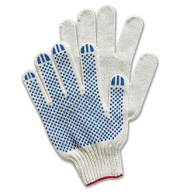 Перчатки х/б без ПВХ ЛЮКС 5-нитей, (бел.основа, красн. манже