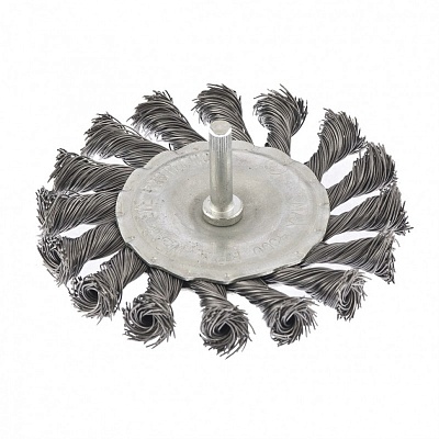 Щетка д/дрели плоская100 мм со шпилькой, метал. витая проволокa (премиум)