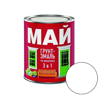 МАЙ "3 в 1" белая 0,8кг грунт-эмаль по ржавчине