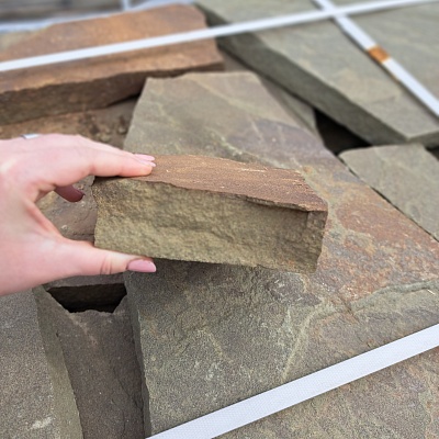 Камень песчаник "Пластушка" 3 см серо-зеленый (1 м2 ~ 1 слой)