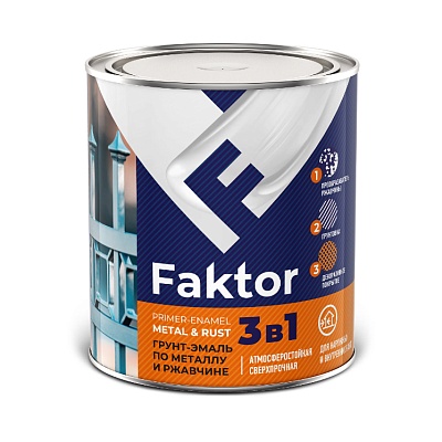 Faktor грунт-эмаль зеленая 0,8кг по металлу и ржавчине 3 в 1