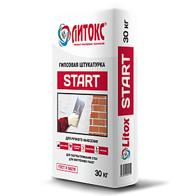 ШТУКАТУРКА ГИПСОВАЯ БЕЛАЯ 30 КГ «ЛИТОКС-START»