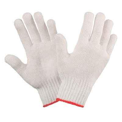 Перчатки х/б без ПВХ УНИВ 4-нити, (бел.основа, желтый. манже