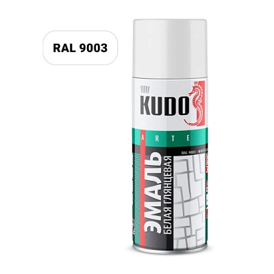 KU-1001 Эмаль унив. белая глянцевая 520 мл, KUDO