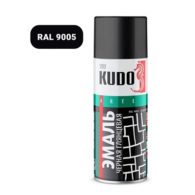 KU-1002 Эмаль унив. черная глянцевая 520 мл, KUDO