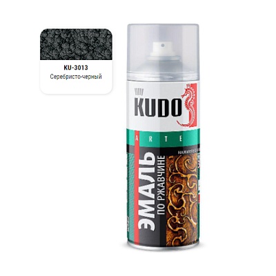 KU-3013 Эмаль молотковая по ржавчине серебр-чёрная 520 мл, K