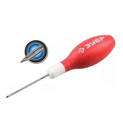 <09571-2> Шило ЗУБР "Мастер" швейное, эргономичная обрезиненная рукоятка, длина 60мм, d 2мм