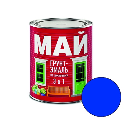 МАЙ "3 в 1" синяя 0,8кг грунт-эмаль по ржавчине