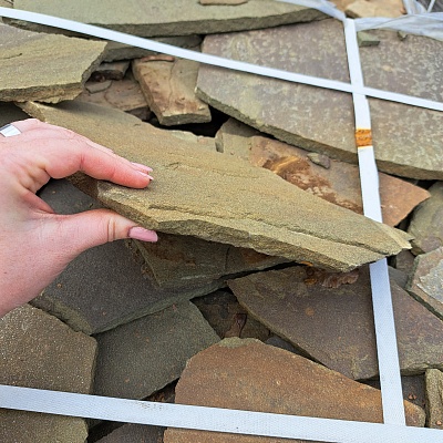 Камень песчаник "Пластушка" 1,5 см серо-зеленый (1 м2 ~ 1 слой)