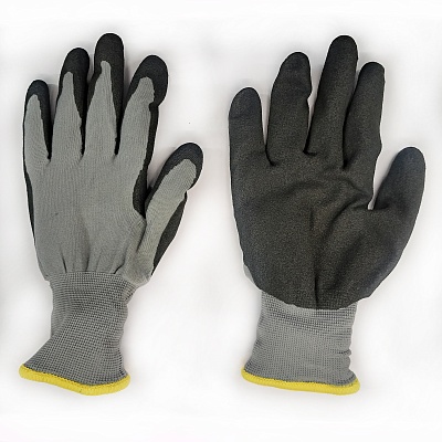 Перчатки нейлон СЕРЫЕ утепленные вспененное облитие