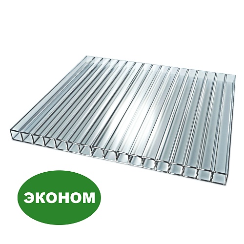 Сот.поликарбонат Эконом 6000х2100х4 прозрачный (Бел.)
