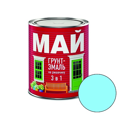 МАЙ "3 в 1" голубая 0,8кг грунт-эмаль по ржавчине