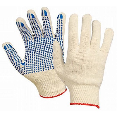 Перчатки х/б с ПВХ Точка ЛЮКС 5-нитей, (бел.основа, красн. м