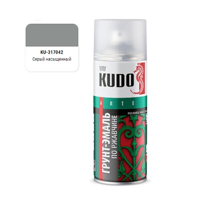 KU-317042 Грунт-эмаль по ржавчине серая (RAL7042) 520 мл, KU
