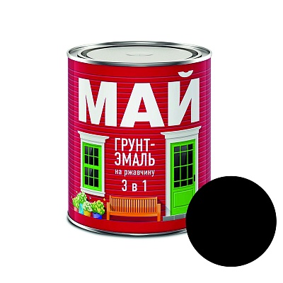 МАЙ "3 в 1" черная 0,8кг грунт-эмаль по ржавчине