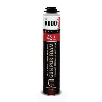 МОНТАЖНАЯ ПЕНА KUDO PROFF 45+ ОГНЕСТОЙКАЯ, ВСЕСЕЗОННАЯ