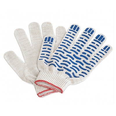 Перчатки х/б с ПВХ Волна ЛЮКС 5-нитей, (бел.основа, красн. м