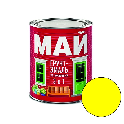 МАЙ "3 в 1" желтая 0,8кг грунт-эмаль по ржавчине