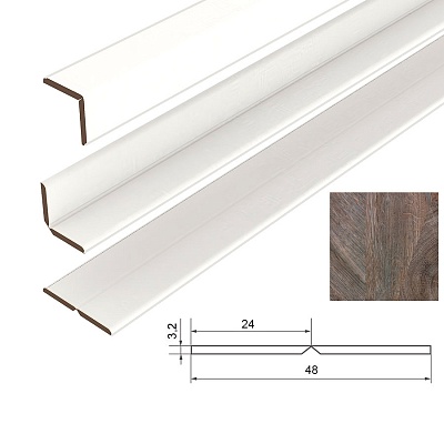 Угол складной МДФ Дуб Лофт темный 25х25х2620