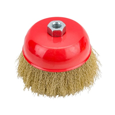 Щетка (2,5") 65 мм для УШМ, "чашка", М14, витая латун. стальная проволока