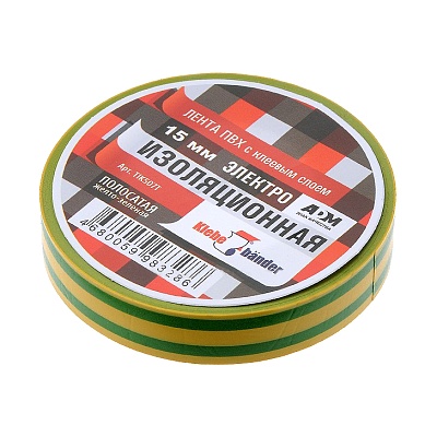 Изолента пвх 15*20, желто-зеленая/ Klebebander
