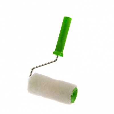 <80122>Валик с натуральным мехом , с ручкой, 150 мм, ворс 12мм, d 48 мм, d ручки  - 6 мм