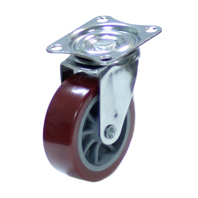 Колесо мебельное поворотное 50мм (красный пластик) 8001050
