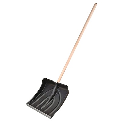 <435614> Лопата для снега ПВХ с дерев.черенком, алюм. планка 380х365х1320мм