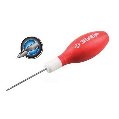 <09570-2> Шило ЗУБР "Мастер" сапожное, эргономичная обрезиненная рукоятка, длина 60мм, d 2мм