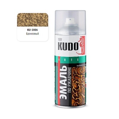KU-3006 Эмаль молотковая по ржавчине бронзовая 520 мл, KUDO