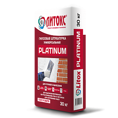 ШТУКАТУРКА УНИВЕРСАЛЬНАЯ ГИПСОВАЯ БЕЛАЯ 30 КГ «ЛИТОКС-PLATINUM»