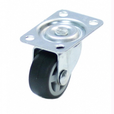 Колесо мебельное поворотное 30мм (серая резина) 5001030