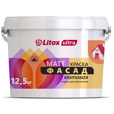 Краска Фасад  12.5кг водно-дисперсионная матовая  "Литокс" ultra matt