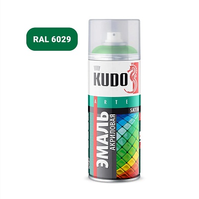 KU-0A6029 Эмаль унив. акрил satin RAL6029 зелен 520 мл, KUDO