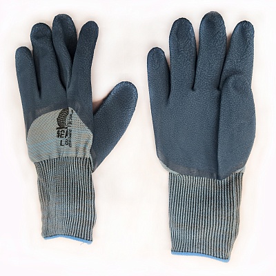 Перчатки нейлон ЗЕЛЕНЫЕ, СИНИЕ с вспененным латексным покрытием 3/4