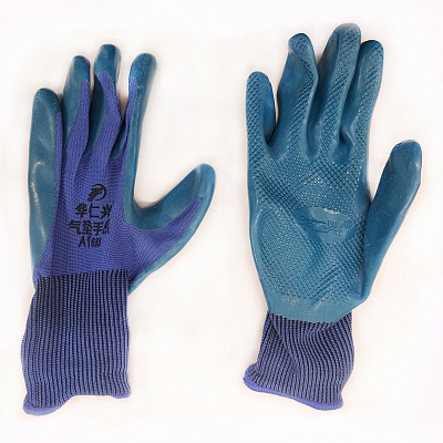 Перчатки нейлон ЖЕЛТЫЕ, СИНИЕ с латексным покрытием