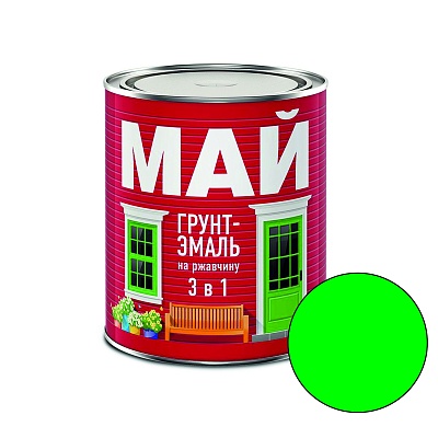 МАЙ "3 в 1" зеленая 0,8кг грунт-эмаль по ржавчине