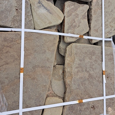 Камень песчаник галтованный "Пластушка" 3 см серо-зеленый (1 м2 ~ 1 слой)