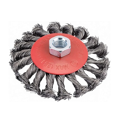 Щетка 100 мм для УШМ "тарелка" М14*2, крученая стальная проволокa