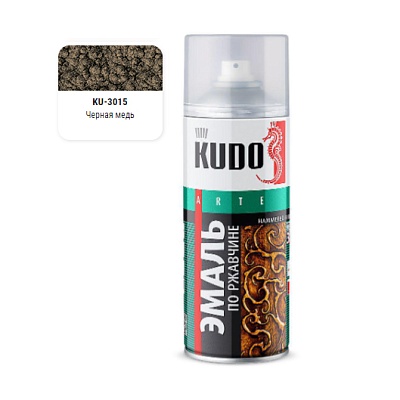 KU-3015 Эмаль молотковая по ржавчине черная медь 520 мл, KUD