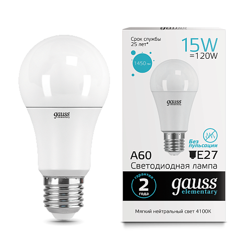 LD23225 Лампа Gauss LED Elementary 15W E27 4100K