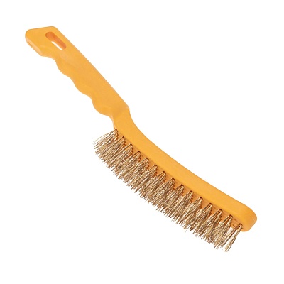 Щетка зачистная 4-х рядная, плоская, пласт. с рукояткой желтая