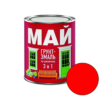МАЙ "3 в 1" красная 0,8кг грунт-эмаль по ржавчине
