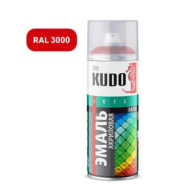 KU-0A3000 Эмаль унив. акрил RAL3000 огнен.-крас 520 мл, KUDO