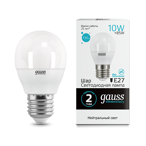 LD53220 Лампа Gauss LED шар G45 10W E27 4100K